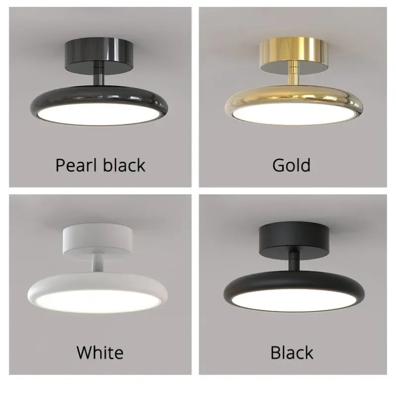 Axyaa Chrome Round LED Ceiling Light for Modern Living Spaces