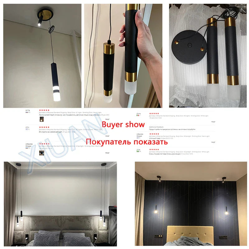 Axyaa Rotatable Spotlight Pendant Lamp for Modern Bedroom Bedside Reading Lighting