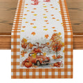 Axyaa Thanksgiving Table Runner Pumpkin Maple Leaf Decor for Dining Coffee Table