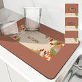 Autumn Harvest Maple Leaves Kitchen Drying Mat by Axyaa