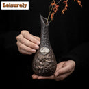 Axyaa Gilded Iron Glaze Ceramic Vase for Hydroponics and Tea Ceremony Ornaments