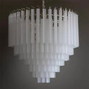 Axyaa Modern White Frosted Glass Large Round Chandelier