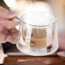 Axya 200ml Double Wall Glass Coffee Cups Insulated Tea Mugs Heat Resistant Handle