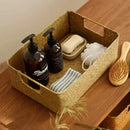 Axyaa Natural Rattan Storage Basket with Handles - Breathable & Sturdy Rectangle Display Box