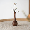 Axyaa Minimalist Solid Wood Vase, Creative Desktop Ornament for Plants and Flowers