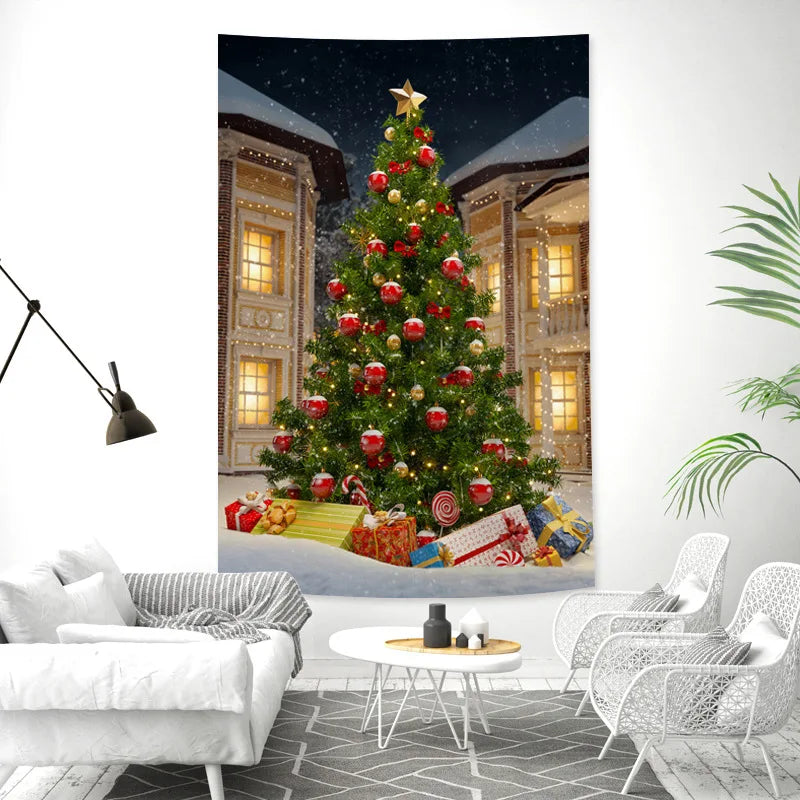 Axyaa Christmas Tree Tapestry Wall Hanging Holiday Decoration