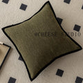 Axyaa French Medieval Pillowcase with Black Border, Retro Green Cushion Cover