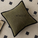 Axyaa French Medieval Pillowcase with Black Border, Retro Green Cushion Cover