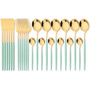 Axyaa Gold Stainless Steel Dinnerware Set for Elegant Table Setting