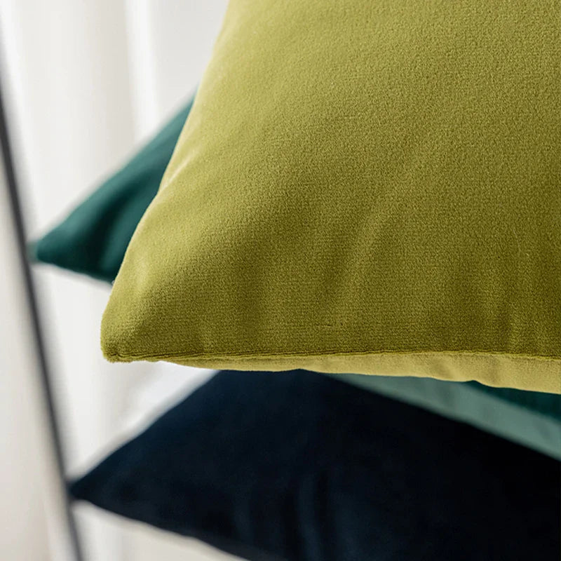 Green Velvet Throw Pillow Cover 45*45cm - Axyaa Ultra Soft Pillowcase