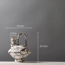 Axyaa Geometric Graffiti Pattern Ceramic Vase with Handle for Home Decor