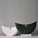 Axyaa Geometric Scallop Ceramic Vase Sea Shell Sector Home Decor Handmade Crafts