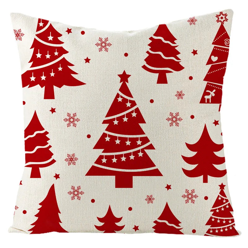 Axyaa Christmas Red Pillowcase Holiday Home Decor Cushion Cover