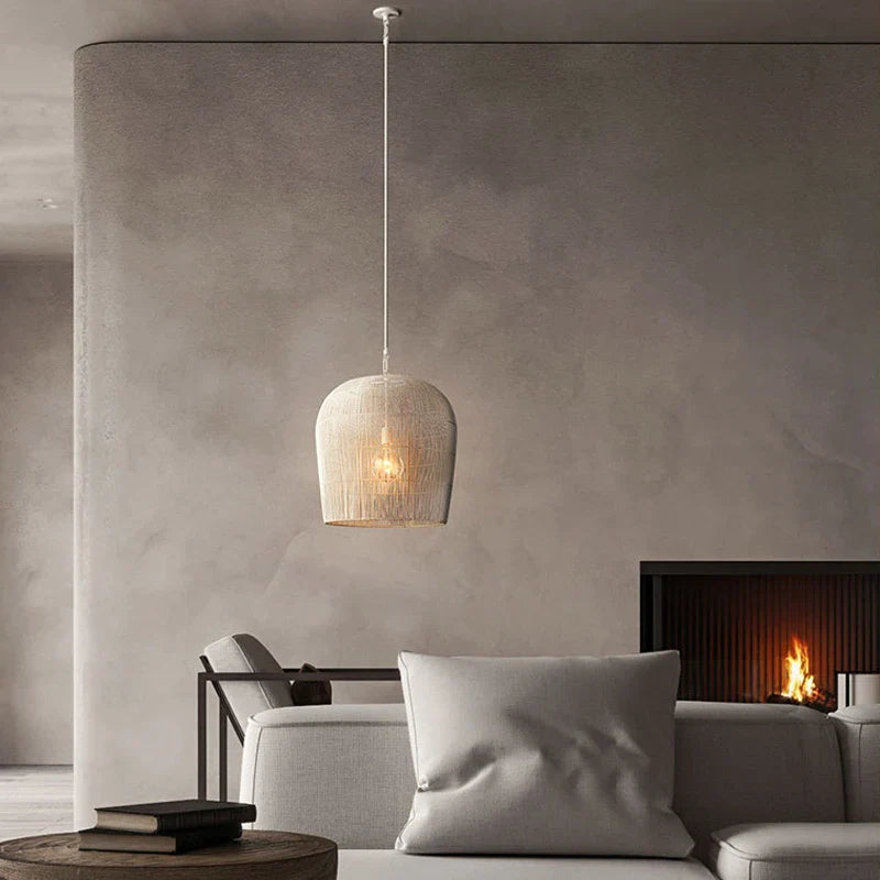Axyaa Handmade Rattan LED Pendant Light Fixture for Dining Room, Bedroom, and Bar
