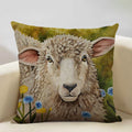Axyaa Cattle and Sheep Cushion Cover for Home Decor - 45x45cm Linen Pillow