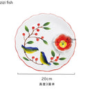 Axyaa Ceramic Magpie Plate - Hand Drawn Dumpling & Snack Serving Plate for Molecular Cuisine