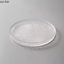 Axyaa Clear Glass Dinner Plate Set - Elegant Flat Dessert Snack Pasta Salad Tableware