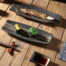 Axyaa Black Ceramic Sushi Plate BBQ Hotpot Plate Commercial Cuisine
