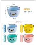 Axyaa Cartoon Ceramic Rice Bowl for Children, Cute Girl Design, Creative Tableware