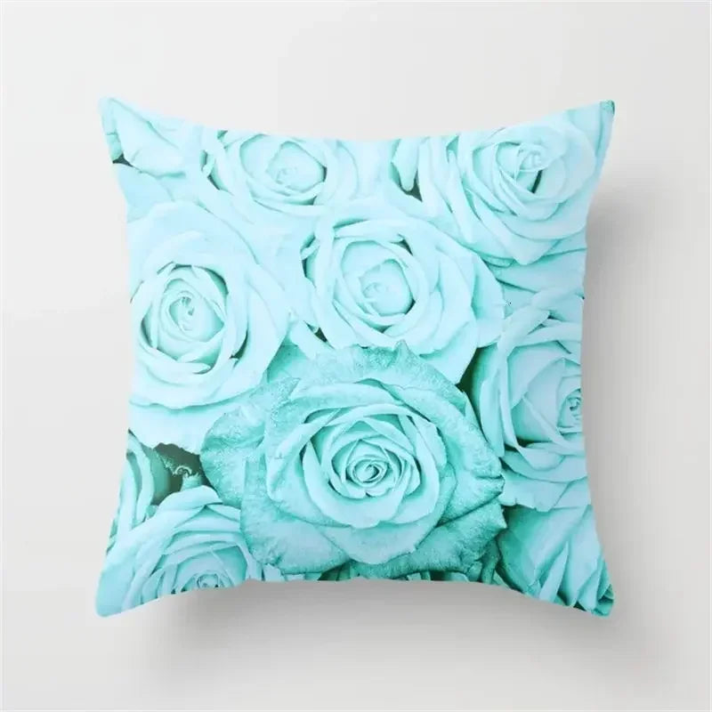 Rose Flowers Cushion Cover 45x45cm Nordic Style Home Decor Throw Pillow Axyaa