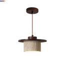 Axyaa Yellow Travertine Wood LED Pendant Light Fixture for Bedside Dining Room Decor