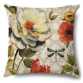 Axyaa Rose Butterfly Print Cotton Linen Pillowcase for Modern Living Room Decor