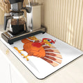 Axyaa Turkey Leaf Kitchen Mat - Non-Slip Absorbent Coasters for Fall Harvest