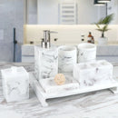 Axya Marble Bathroom Set: Toothbrush Holder, Cup, Tray, Storage Accessories