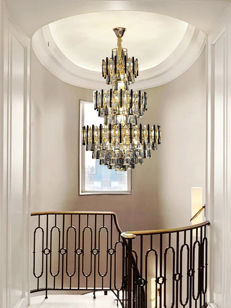 Axyaa Crystal Villa Chandelier: Post-Modern Luxury Pendant Light for Living Room & Hotel Lobby