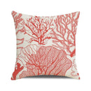 Axyaa Coral Marine Life Watercolor Cushion Cover Ocean Fish Linen Pillowcase