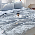 Axyaa Solid Color Summer Cool Quilt Set - Soybean Fiber Seersucker Air Conditioner Quilt