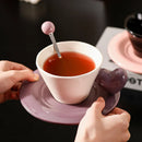Axyaa Heart Design Ceramic Coffee Cup Set with Saucer & Spoon