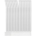 Axyaa Glass Drinking Straws Set | 16pcs Transparent Eco-friendly Cocktail Milkshake Straws