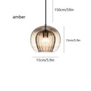 Axyaa Glass Amber/Clear LED Pendant Light for Kitchen Living Room, Modern Industrial Fixture