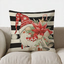 Axyaa Santa & Poinsettia Christmas Decor Pillow Cover