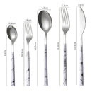 Axyaa Marble Pattern Stainless Steel Cutlery Set - 5Pcs Western Dinnerware