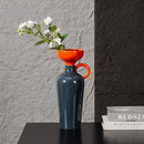 Axyaa Geometric Semicircle Handle Ceramic Vase - Home Decor & Flower Arrangement
