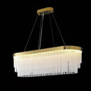 Axyaa Gold LED Crystal Chandelier: Modern Round Glass Lampshade Fixture for Home Living Room