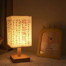 Axyaa Square Chinese Style Table Lamp with Dimmable USB Plug & Fabric Lampshade