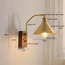 Axyaa Nordic Copper LED Wall Sconce with Adjustable Switch, Walnut Bedside Lamp