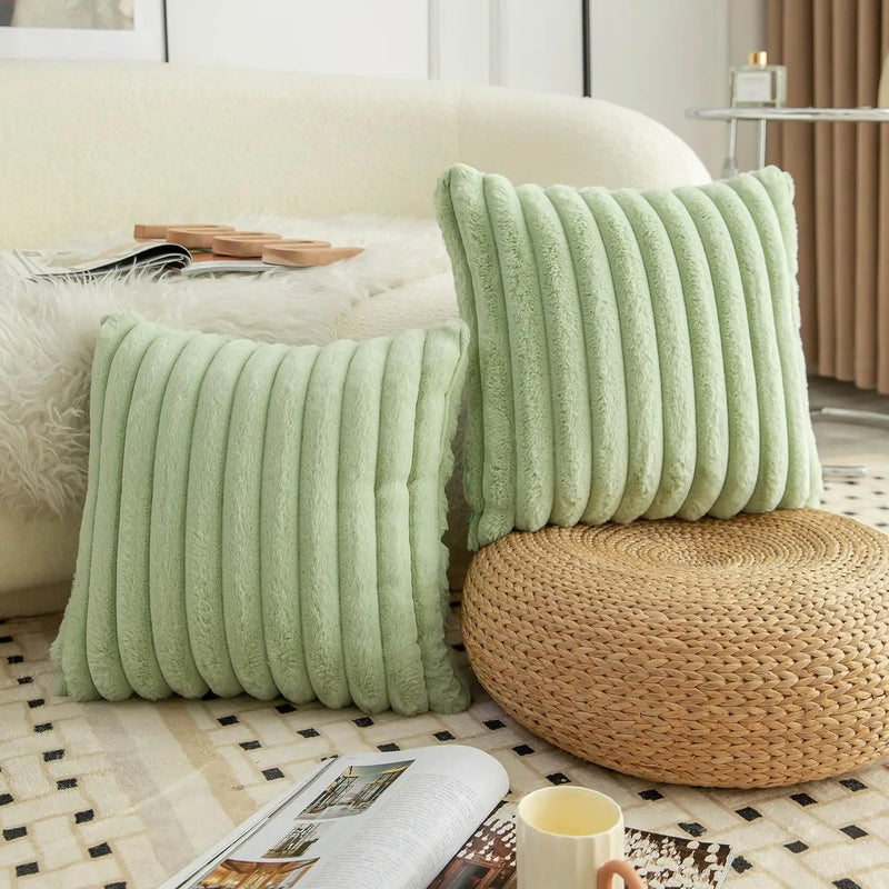 Axyaa Plush Nordic Striped Cushion Covers for Home Decor