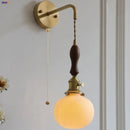 Axyaa Walnut Wood LED Wall Sconce Pull Chain Switch Stair Light Fixtures