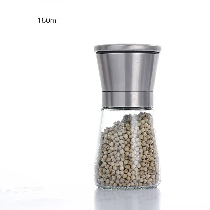 Axyaa Stainless Steel Glass Spice Bottle Grinder Mill Kitchen Gadget