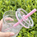 Axyaa Bow Print Straw Water Bottle: Office Coffee Mug, Matcha Tea Cup