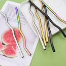 Axyaa Stainless Steel Rainbow Wave Straws Set with Cleaning Brush