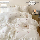 Axyaa Rose Embroidered Princess Duvet Set - 3pcs (1*Duvet + 2*Pillowcase)