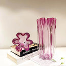 Axyaa Pink Glass Vase Petal Fold Floral Arrangement Hydroponics Terrarium