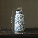 Axyaa Blue White Ceramic Vase Flower Arrangement Desktop Decorative Hydroponic Dried Flower Glass Vase