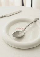 Axyaa White Ceramic Flat Dessert Salad Breakfast Household Dish Plate