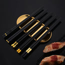 Axyaa Black Gold Stainless Steel Chopsticks Spoon Set